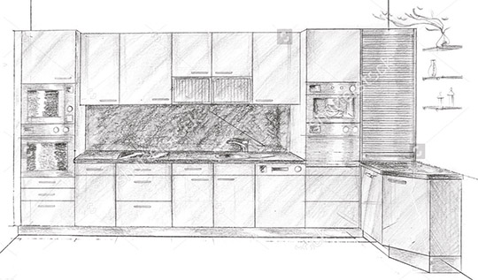 Skizze Küchenplanung